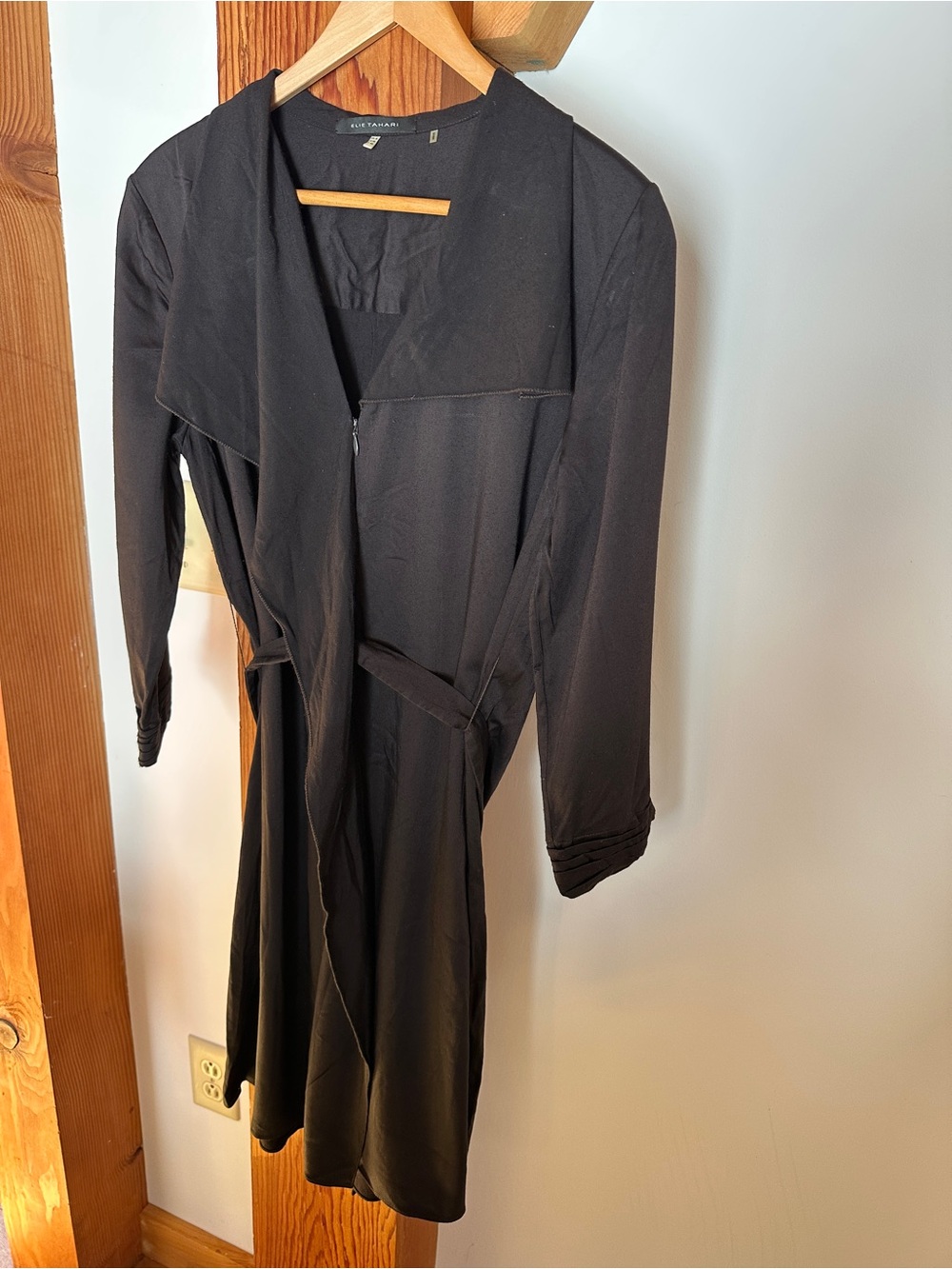 Vintage Elie Tahari Brown Women's 3/4 sleeve Wrap Dress